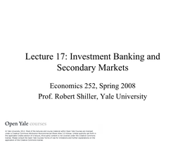 Investment Banking and Secondary Markets