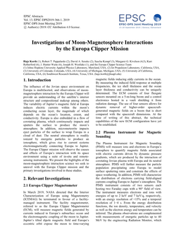 Investigations of Moon-Magnetosphere Interactions by the Europa Clipper Mission