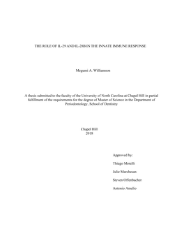 The Role of Il-29 and Il-28B in the Innate Immune Response