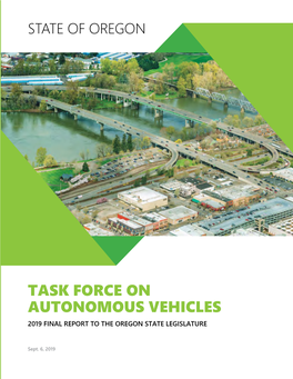 Task Force on Autonomous Vehicles 2019 Final Report to the Oregon State Legislature