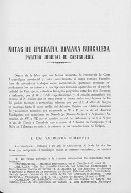 Notas De Epichafia Romana Burgalesa Partido Judicial De Castrilieriz