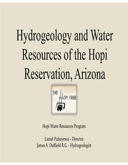 Hydrogeology and Water Resources of the Hopi Reservation, Arizona