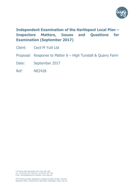 Inspectors Matters, Issues and Questions for Examination (September 2017)