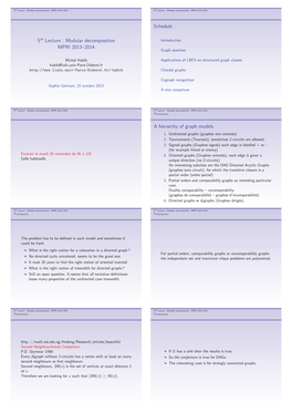 5Th Lecture : Modular Decomposition MPRI 2013–2014 Schedule A