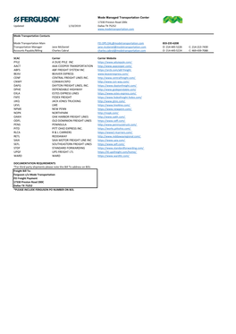 Ferguson LTL Carrier Contacts.Xlsx