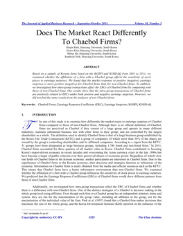 Does the Market React Differently to Chaebol Firms?