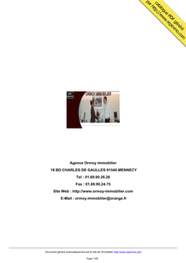 Catalogue Immobilier Agence Ormoy Immobilier MENNECY