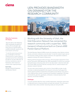 Uen Provides Bandwidth on Demand for the Research Community