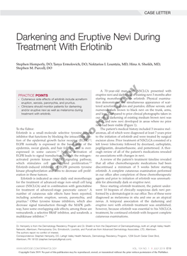 Darkening and Eruptive Nevi During Treatment with Erlotinib