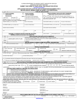 Application for Duplicate Or Lost in Transit / Reassignment for a Motor