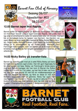Bfcon På Nett – Offisiellt Nettsted for Barnet Fan Club of Norway