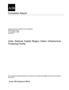 National Capital Region Urban Infrastructure Financing Facility