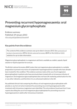 Oral Magnesium Gly Magnesium Glycerophosphate Ceroph