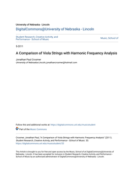 A Comparison of Viola Strings with Harmonic Frequency Analysis