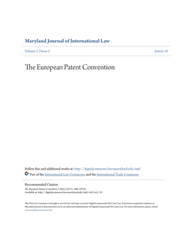 The European Patent Convention, 3 Md