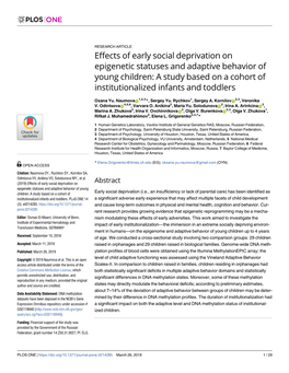 Effects of Early Social Deprivation on Epigenetic