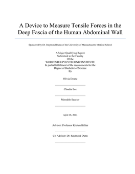 A Device to Measure Tensile Forces in the Deep Fascia of the Human Abdominal Wall