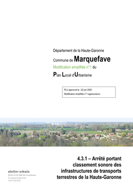 4.3.1 – Arrêté Portant Classement Sonore Des Infrastructures De Transports Terrestres De La Haute-Garonne