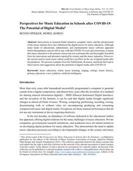 Perspectives for Music Education in Schools After COVID-19: the Potential of Digital Media