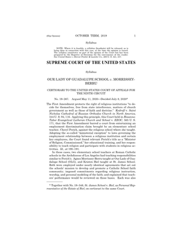 19-267 Our Lady of Guadalupe School V. Morrissey-Berru (07/08/2020)