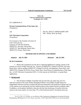 Federal Communications Commission FCC 01-207 in Re Applications Of