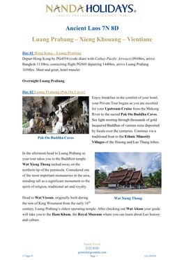 Ancient Laos 7N 8D Luang Prabang – Xieng Khouang – Vientiane