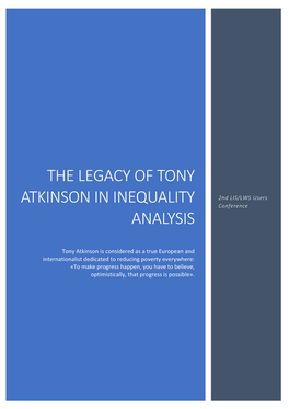 The Legacy of Tony Atkinson in Inequality Analysis