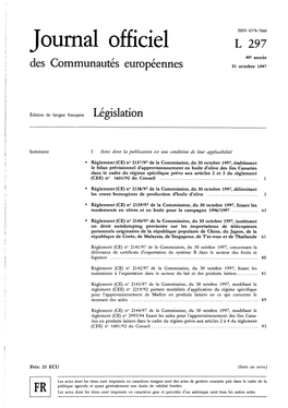 Journal Officiel L 297 40E Annee Des Communautés Européennes 31 Octobre 1997
