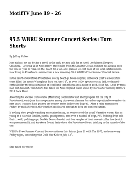 Motiftv June 19 – 26 95.5 WBRU Summer Concert Series: Torn Shorts