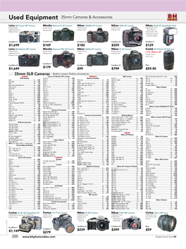 Used Equipment 35Mm Cameras & Accessories