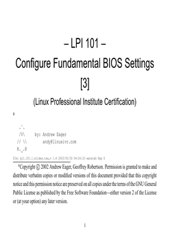 LPI 101 – Configure Fundamental BIOS Settings