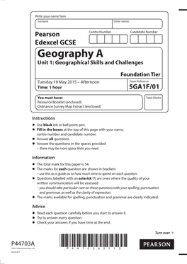 Geography a Unit 1: Geographical Skills and Challenges