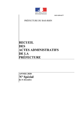 RECUEIL DES ACTES ADMINISTRATIFS DE LA PRÉFECTURE N° Spécial