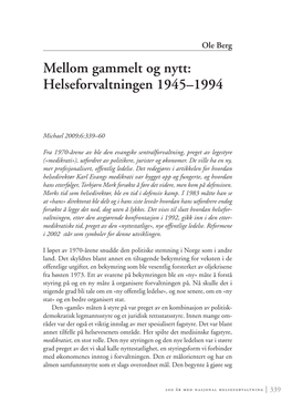 Mellom Gammelt Og Nytt: Helseforvaltningen 1945–1994