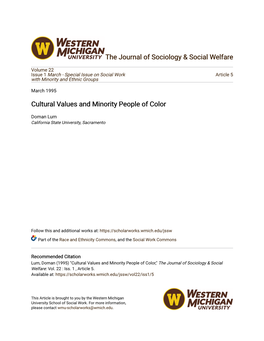 Cultural Values and Minority People of Color