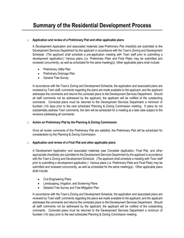 Summary of the Residential Development Process