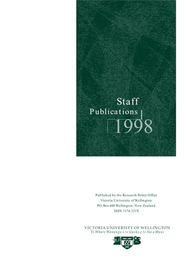 Staff Publications List