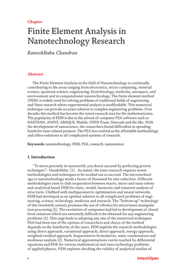 Finite Element Analysis in Nanotechnology Research Rameshbabu Chandran