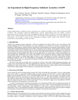 An Experiment in High-Frequency Sediment Acoustics: SAX99