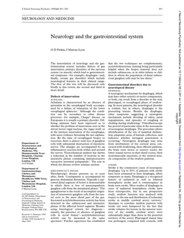 Neurology and the Gastrointestinal System