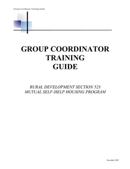 Group Coordinator Training Guide