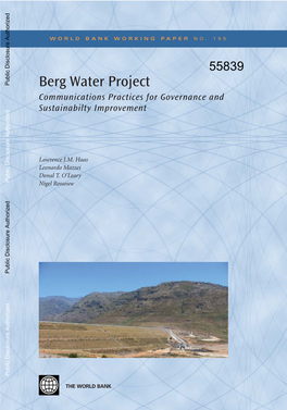 Berg Water Project Communications Practices for Governance and Sustainabilty Improvement