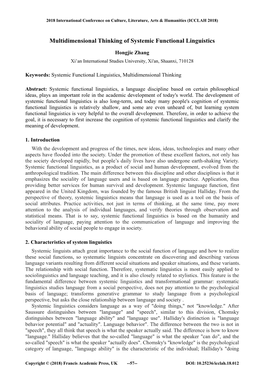 Multidimensional Thinking of Systemic Functional Linguistics