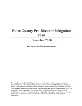 Butte County Pre-Disaster Mitigation Plan December 2010