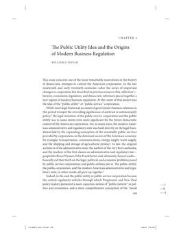 The Public Utility Idea and the Origins of Modern Business Regulation