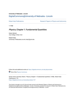 Physics, Chapter 1: Fundamental Quantities