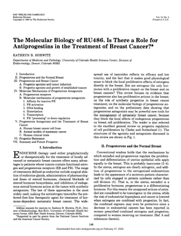 The Molecular Biology of RU486. Is There a Role for Antiprogestins in the Treatment of Breast Cancer?*
