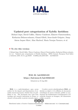 Updated Pest Categorisation of Xylella Fastidiosa
