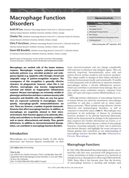 "Macrophage Function Disorders". In: Encyclopedia of Life Sciences (ELS)