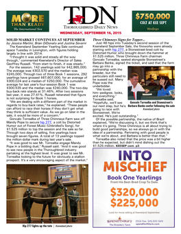 SOLID MARKET CONTINUES at SEPTEMBER Three Chimneys Signs for Topper